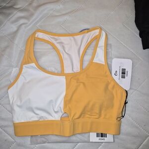 Yellow and White Sports Bra